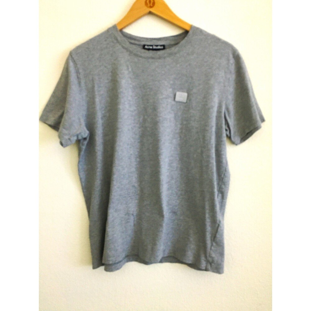 Acne Studios Nash Face Patch Box Logo Gray T Shirt Size M Made in Portugal